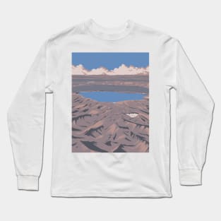 Askja Caldera in Central Highlands of Iceland WPA Art Deco Poster Long Sleeve T-Shirt